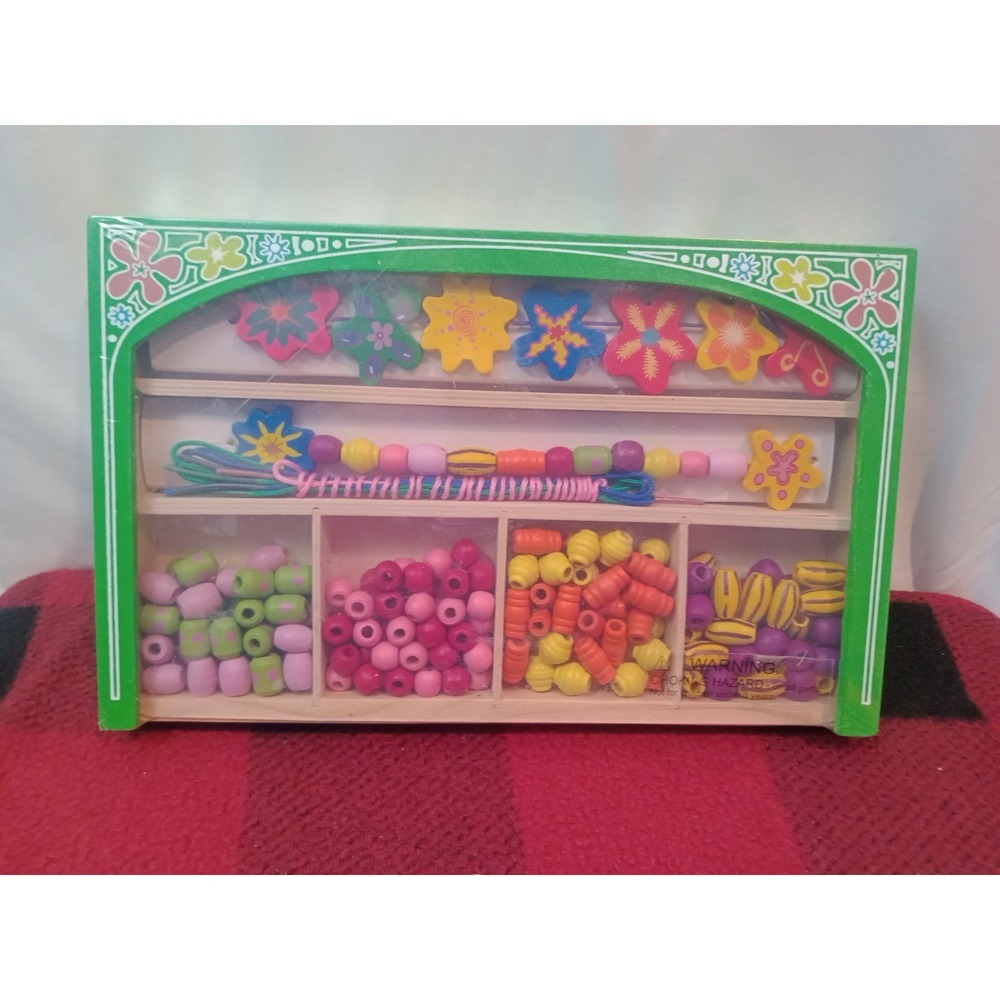 Melissa and Doug Flower Power Wooden Bead Bracelet Set NWT